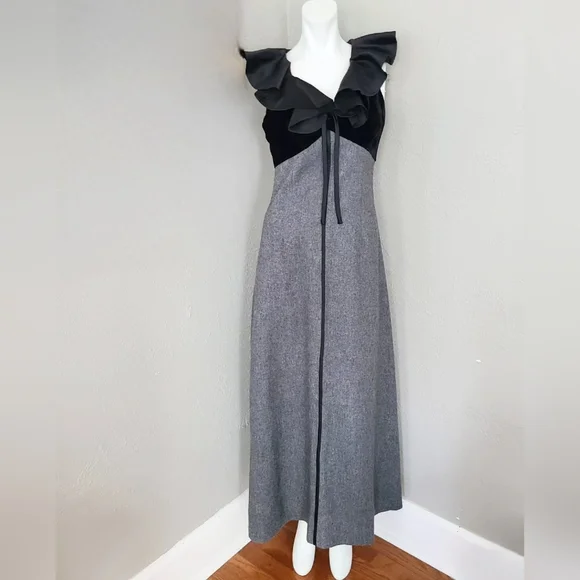 Shawn Jrs Dresses | Vintage Shawn Jrs Maxi Dress | Color: Black/Gray | Size: See Measurements in Description | Mrp2625'S Closet